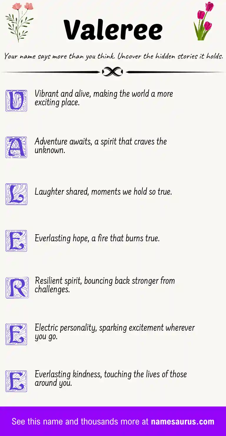 Acrostic poem about Valeree.