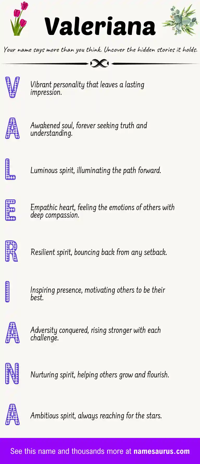 Acrostic poem about Valeriana.