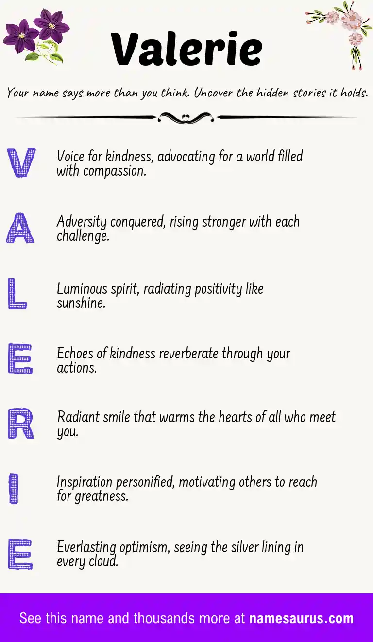 Acrostic poem about Valerie.