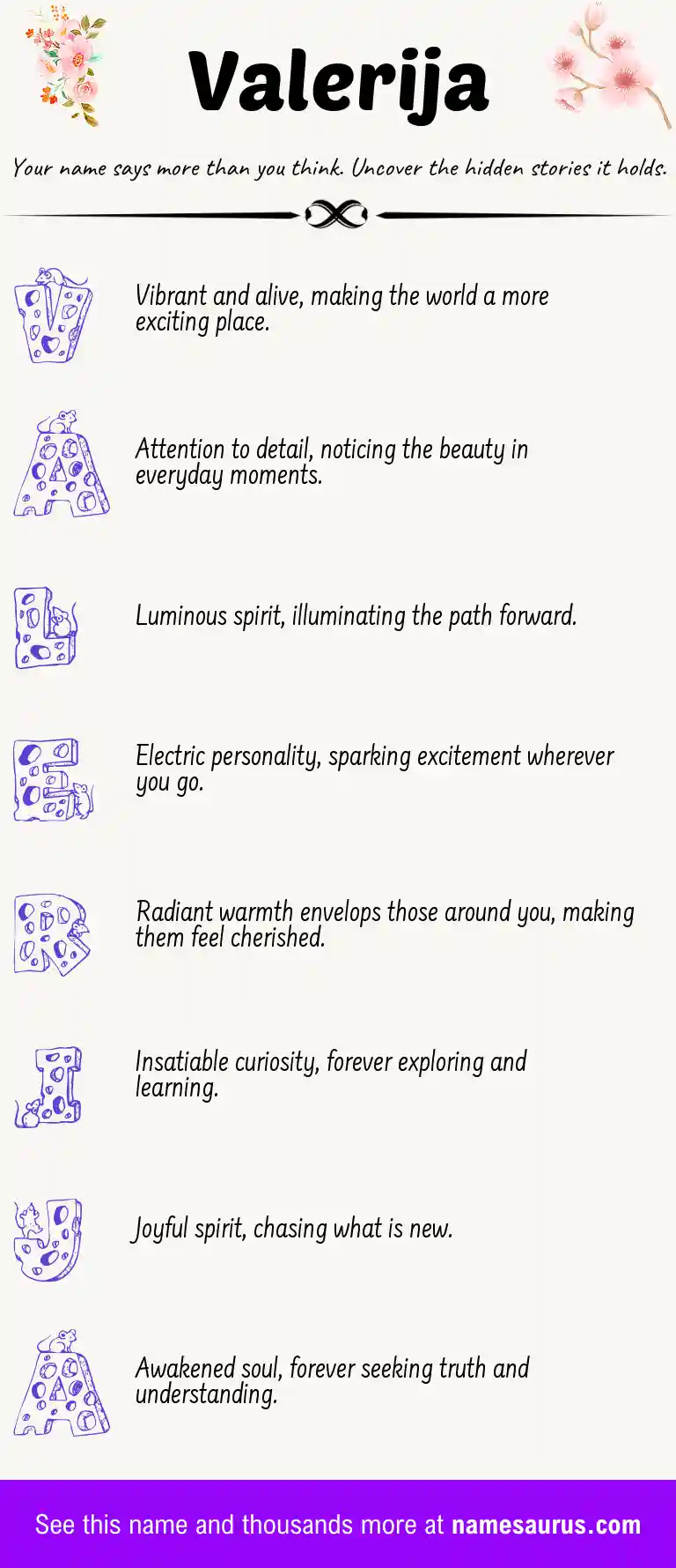 Acrostic poem about Valerija.