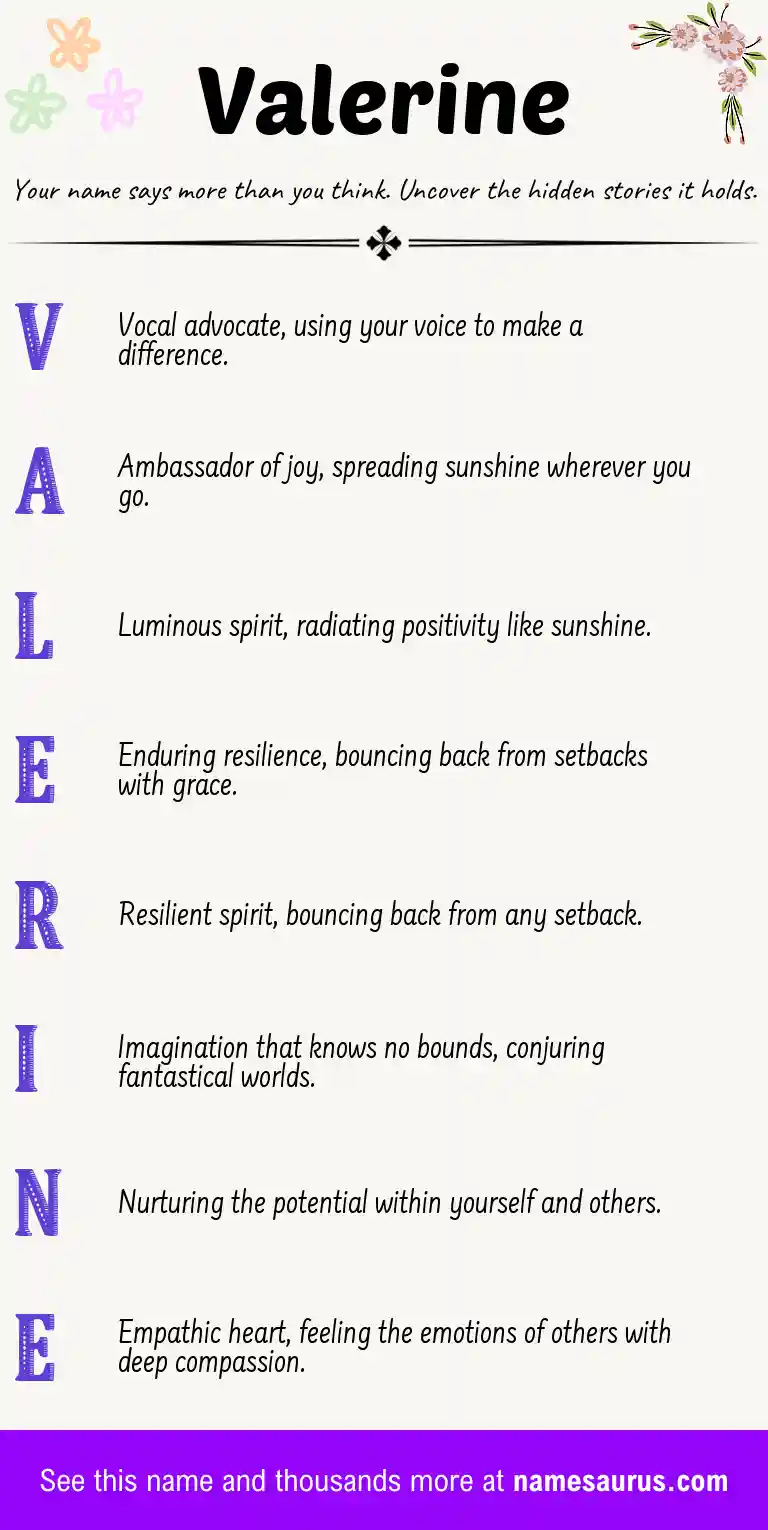 Acrostic poem about Valerine.