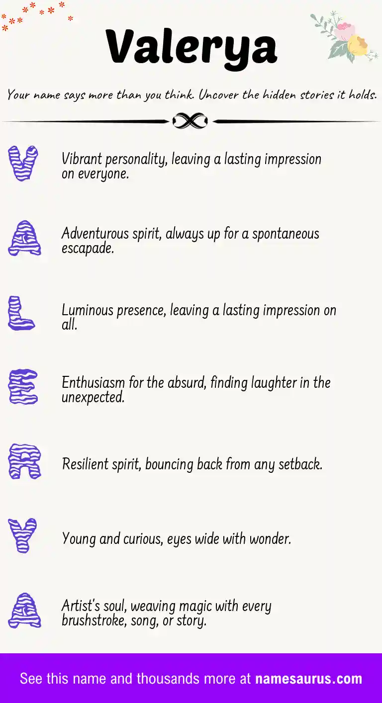 Acrostic poem about Valerya.