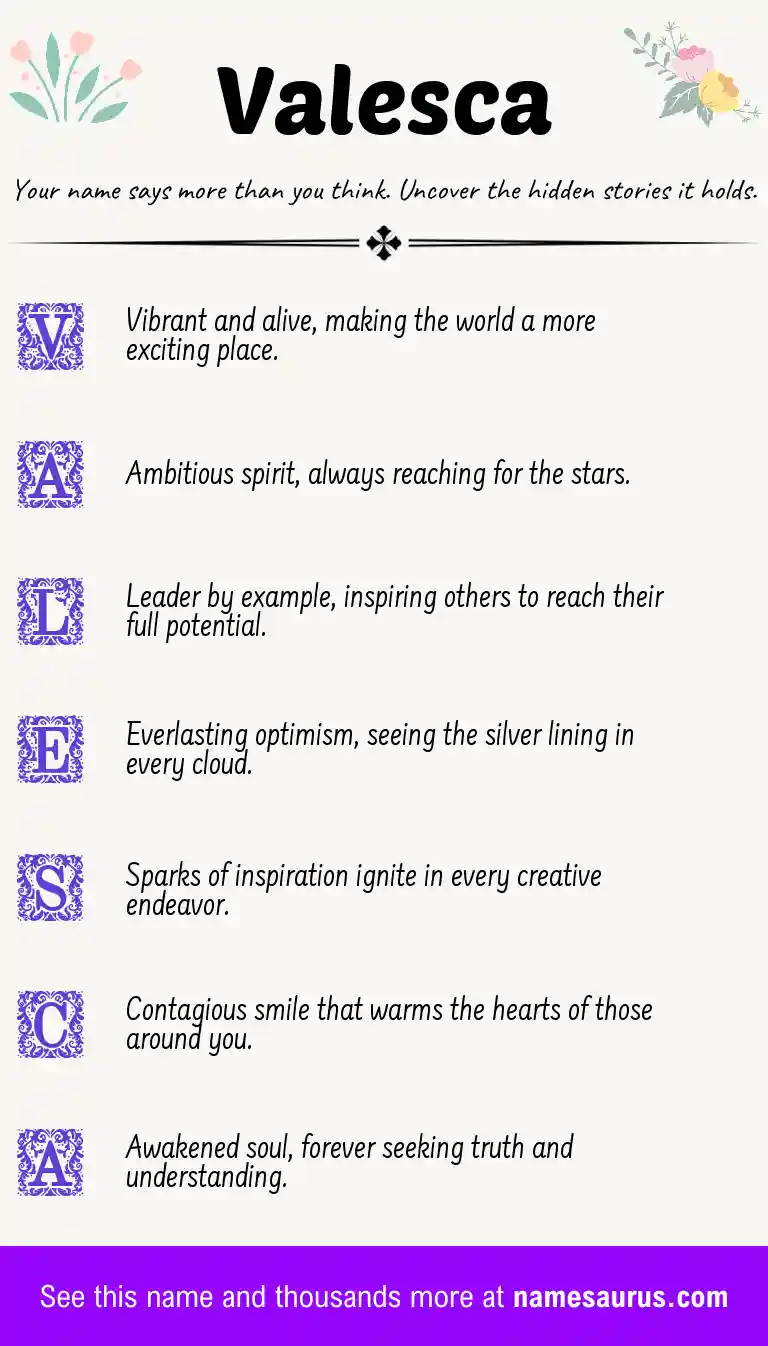 Acrostic poem about Valesca.
