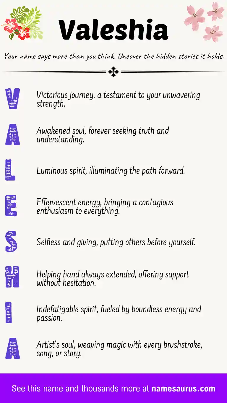 Acrostic poem about Valeshia.