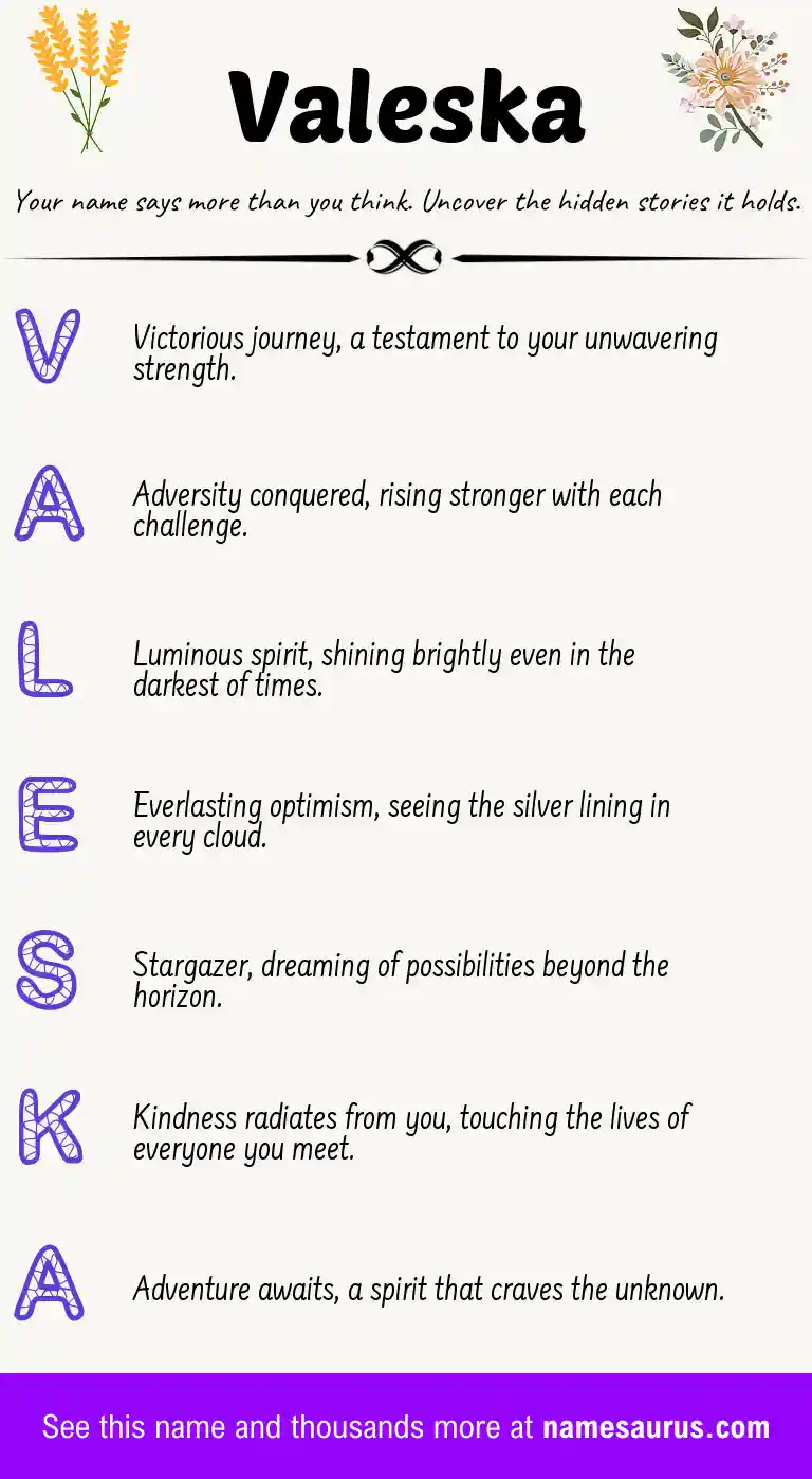 Acrostic poem about Valeska.