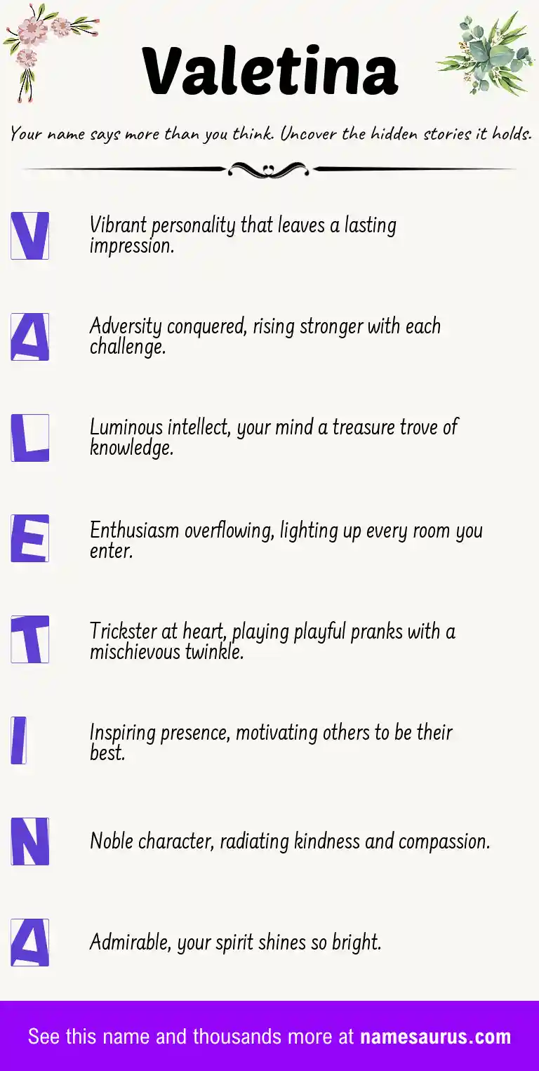 Acrostic poem about Valetina.