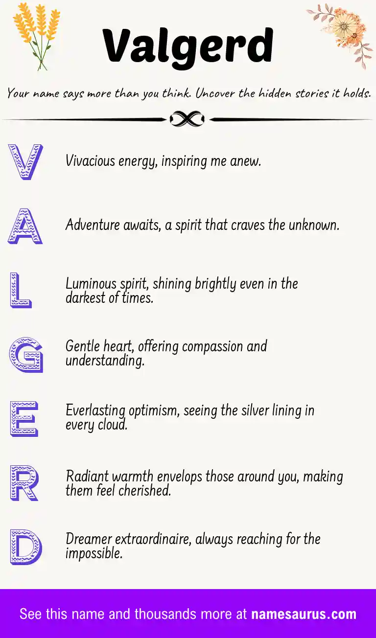 Acrostic poem about Valgerd.