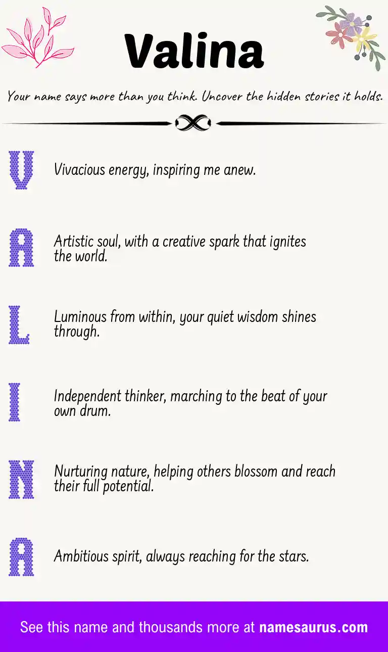 Acrostic poem about Valina.