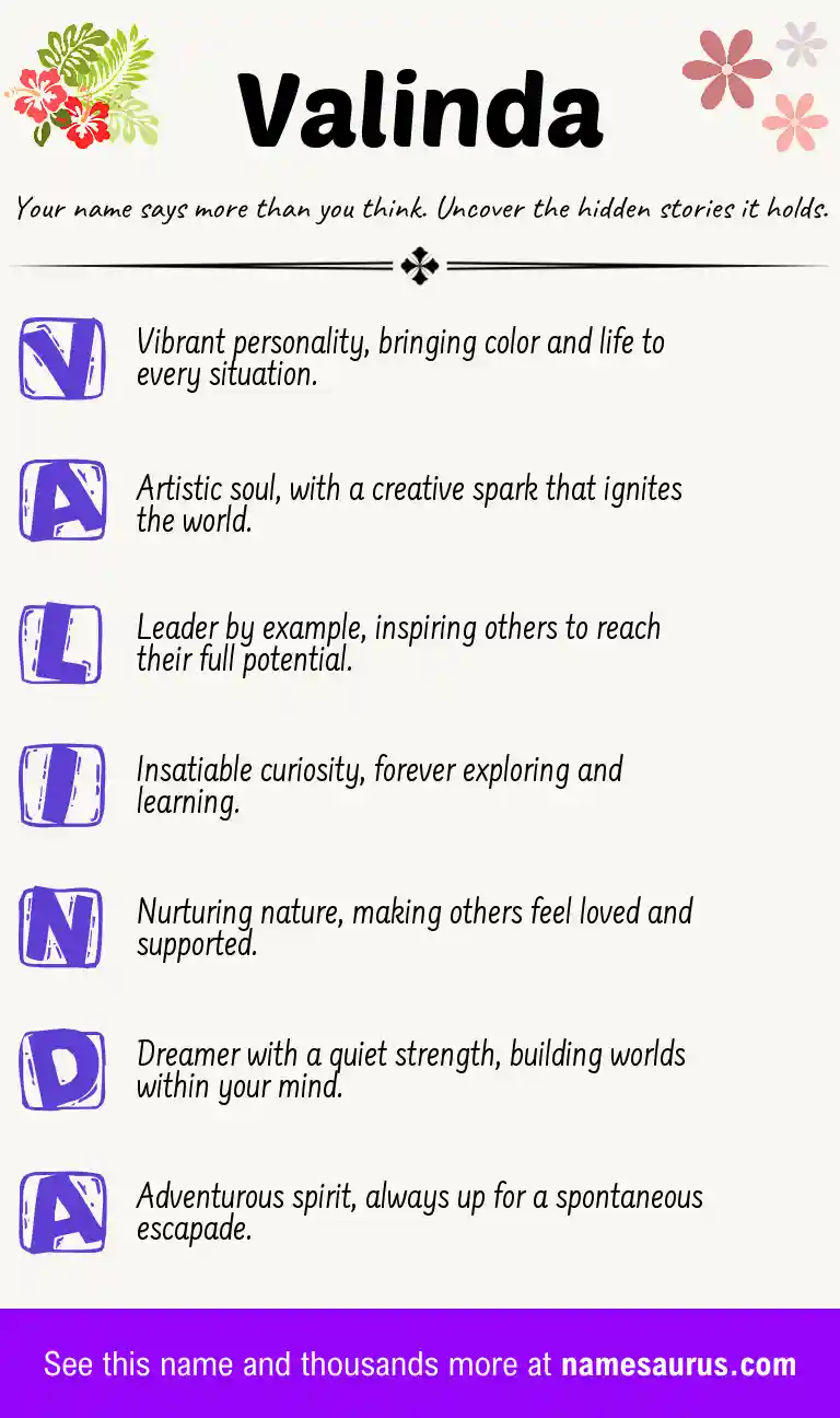Acrostic poem about Valinda.