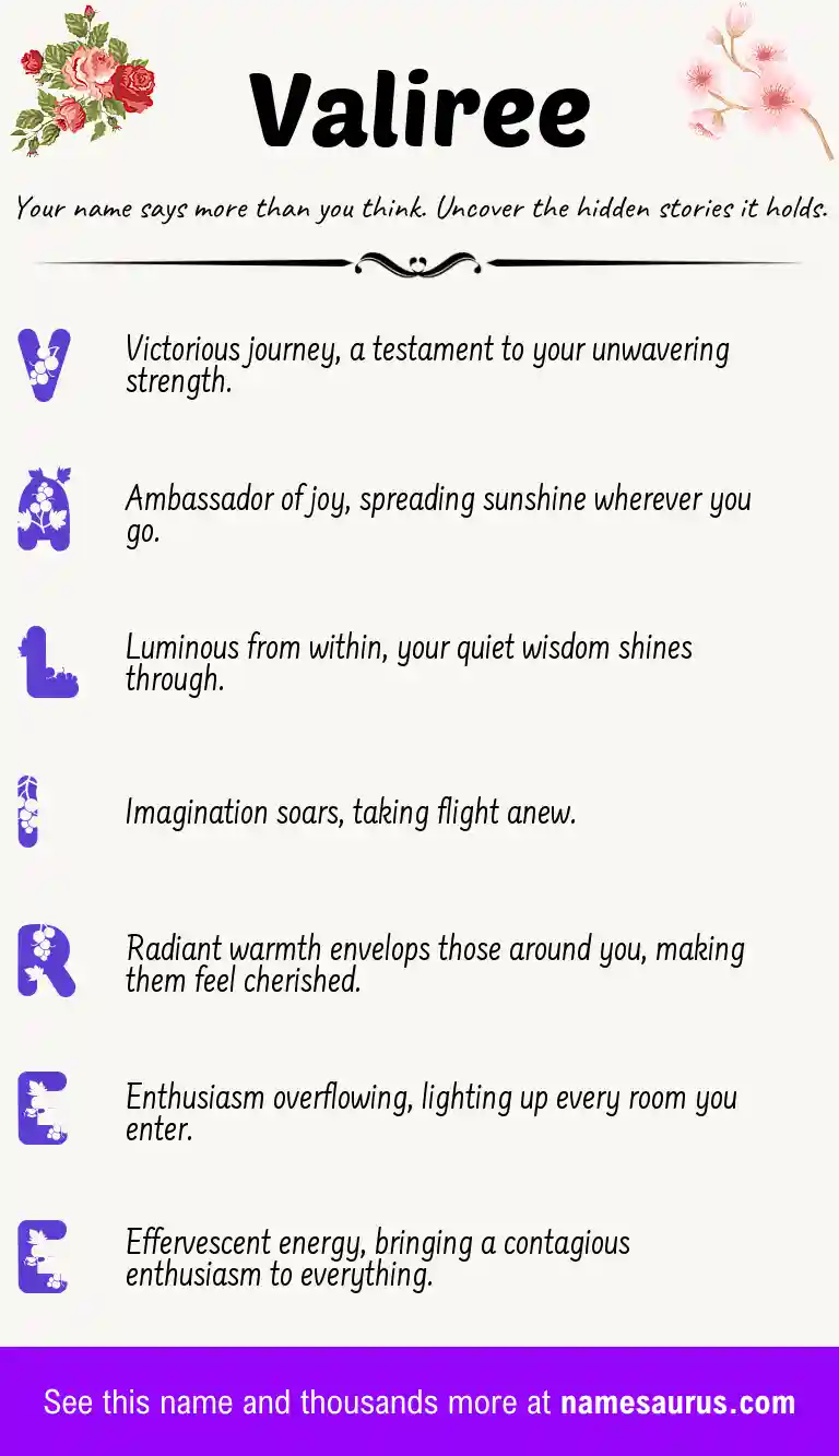 Acrostic poem about Valiree.