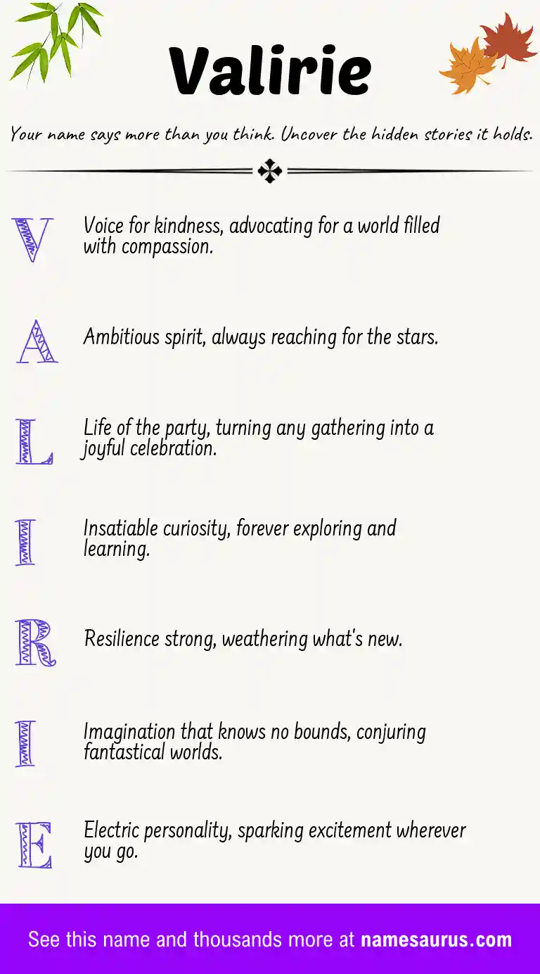 Acrostic poem about Valirie.
