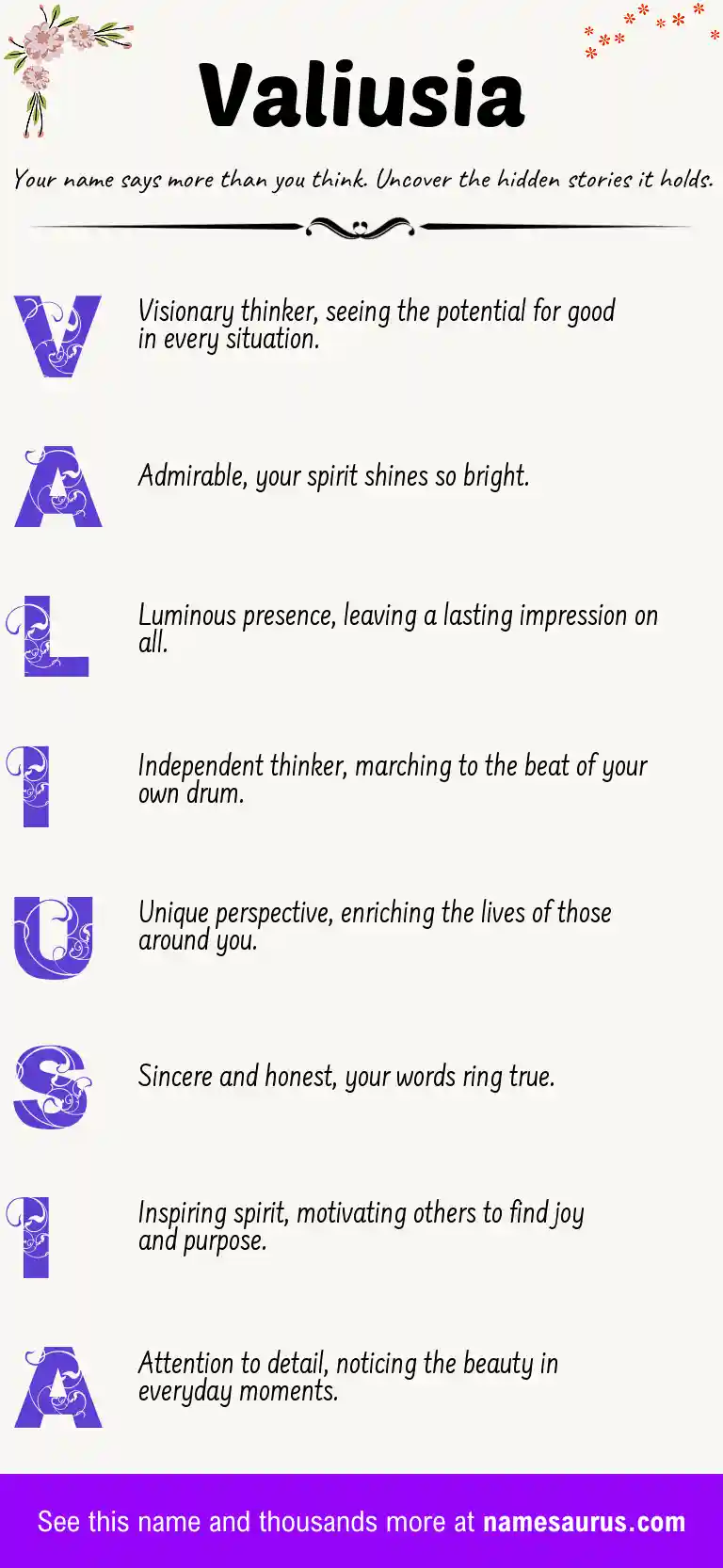 Acrostic poem about Valiusia.
