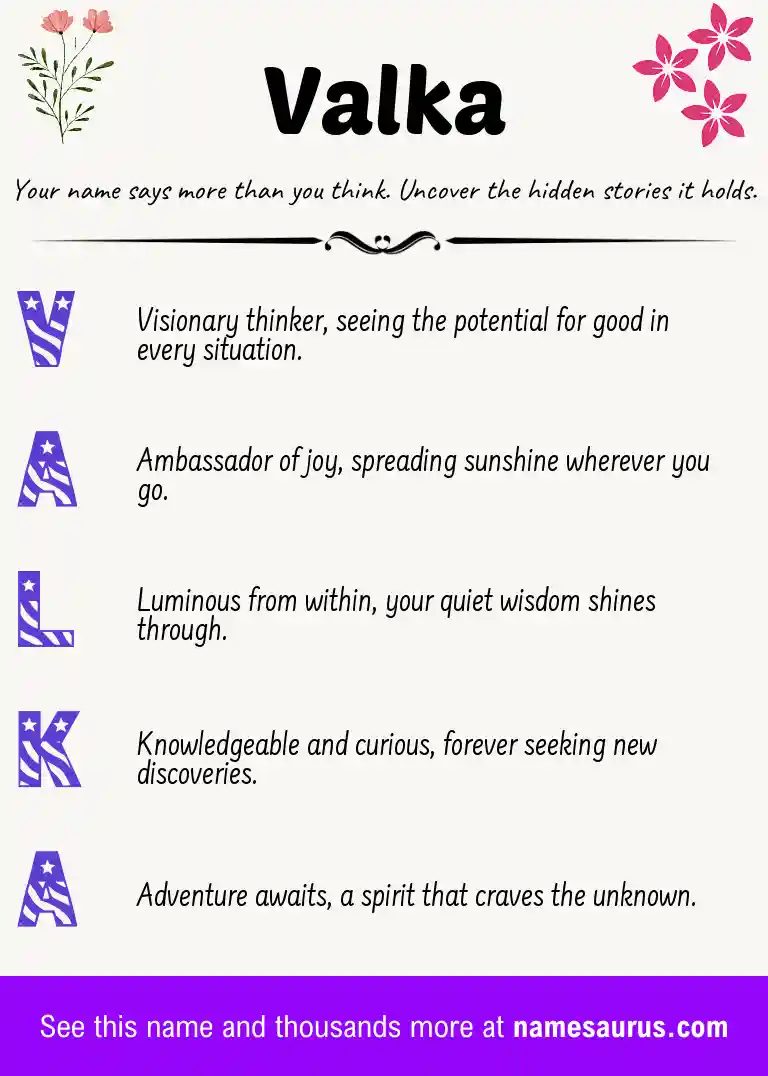 Acrostic poem about Valka.