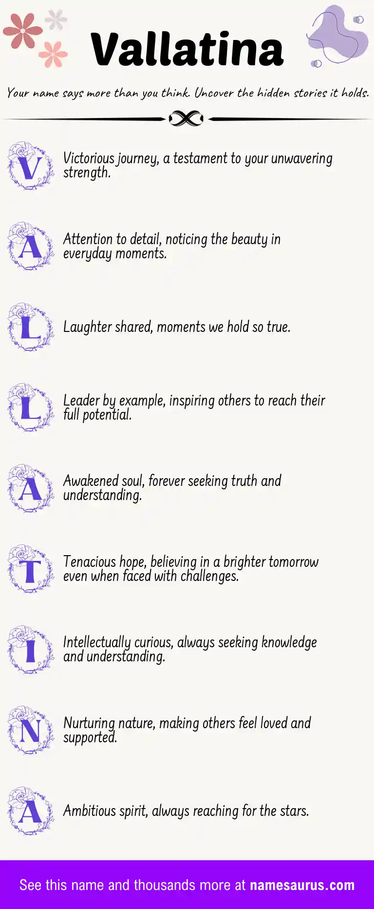 Acrostic poem about Vallatina.