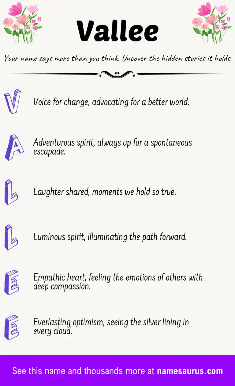 Acrostic poem about Vallee.