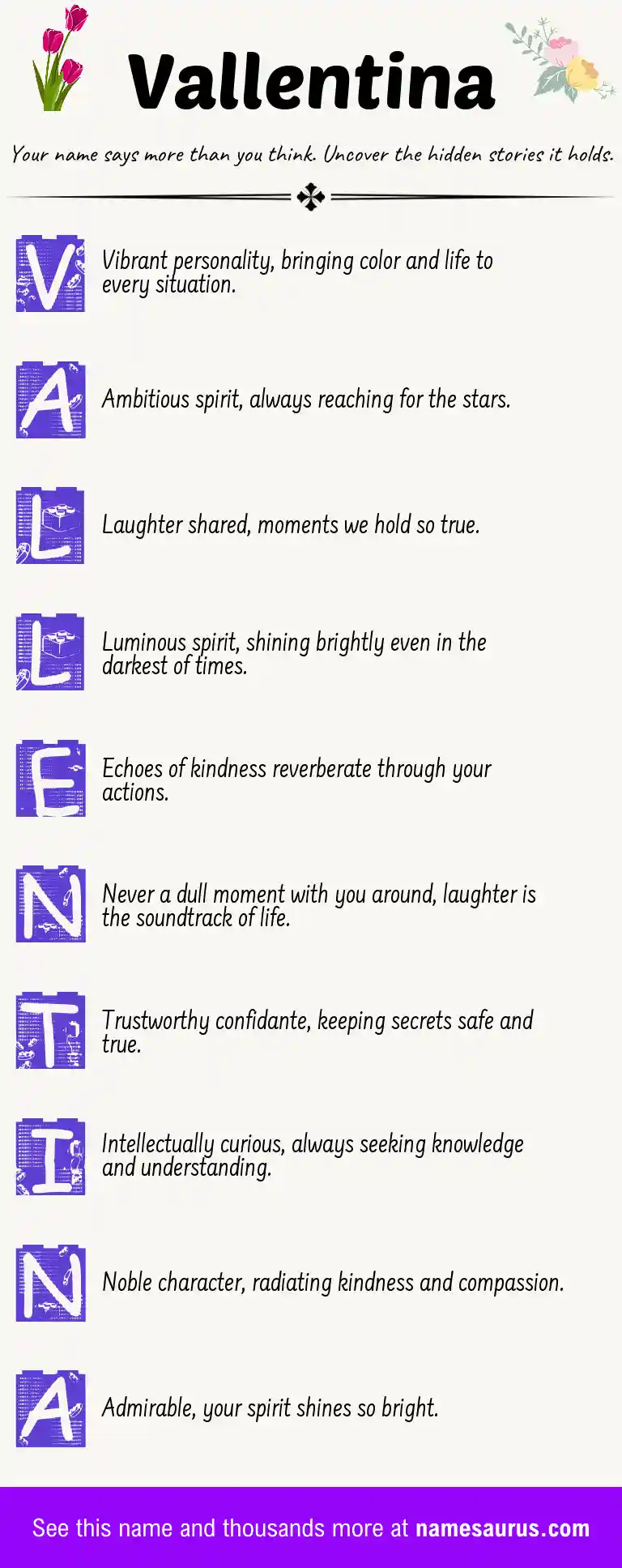 Acrostic poem about Vallentina.