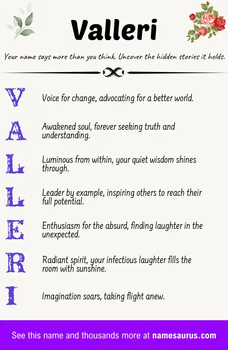 Acrostic poem about Valleri.