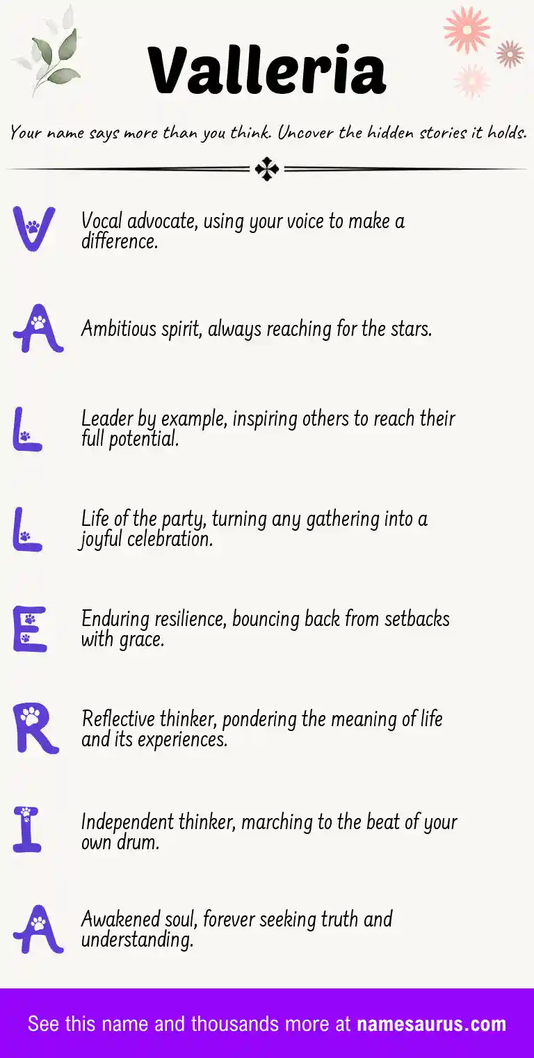 Acrostic poem about Valleria.