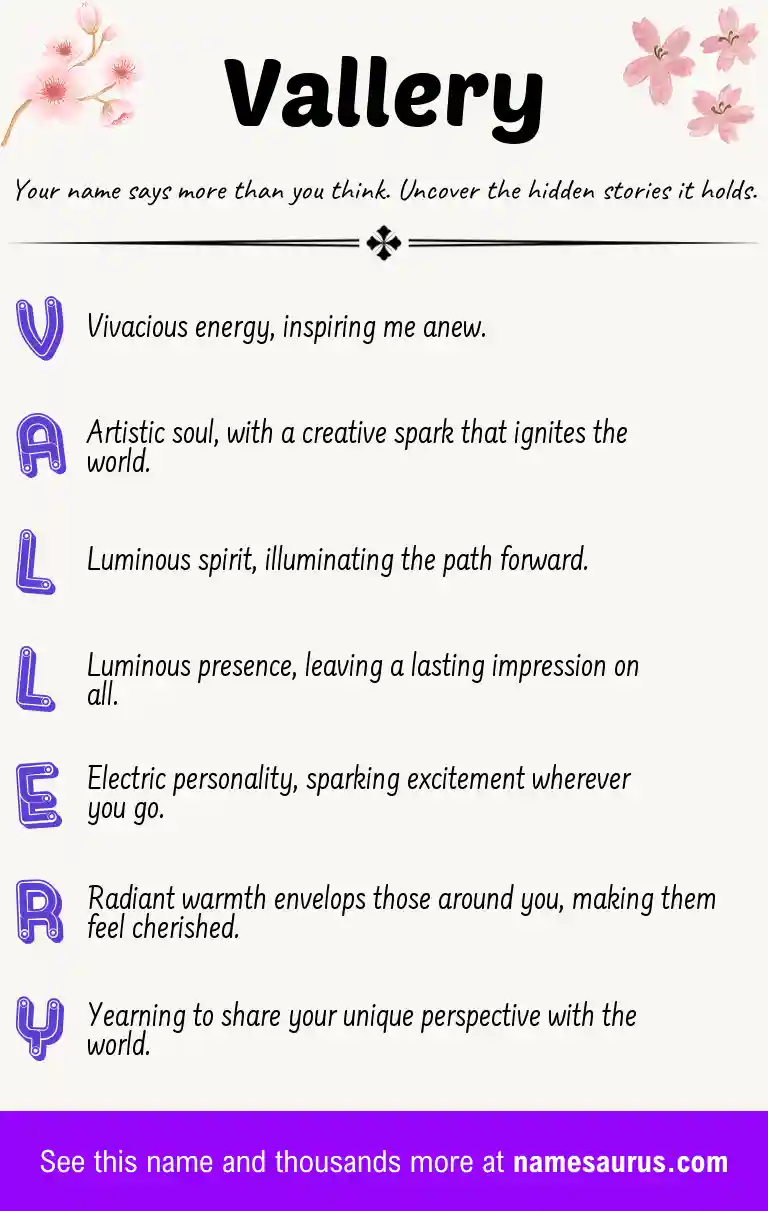 Acrostic poem about Vallery.