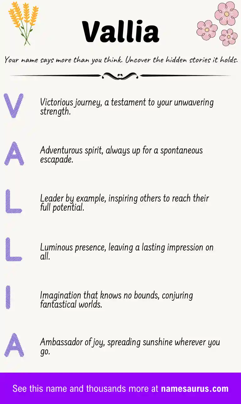 Acrostic poem about Vallia.