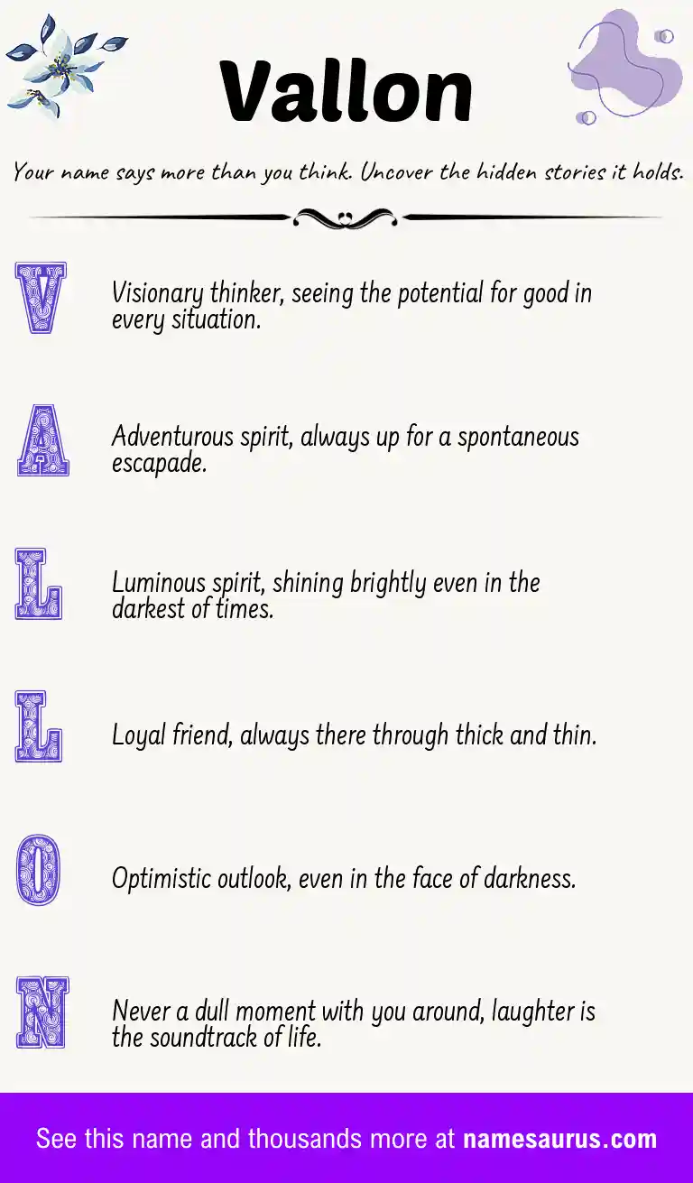 Acrostic poem about Vallon.