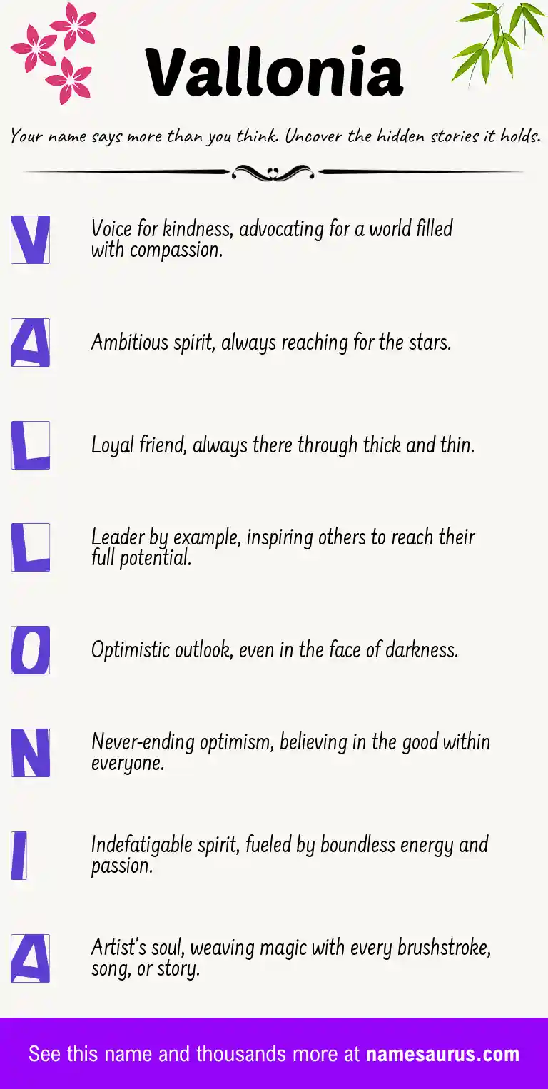 Acrostic poem about Vallonia.