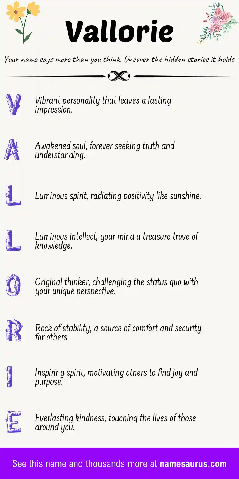 Acrostic poem about Vallorie.