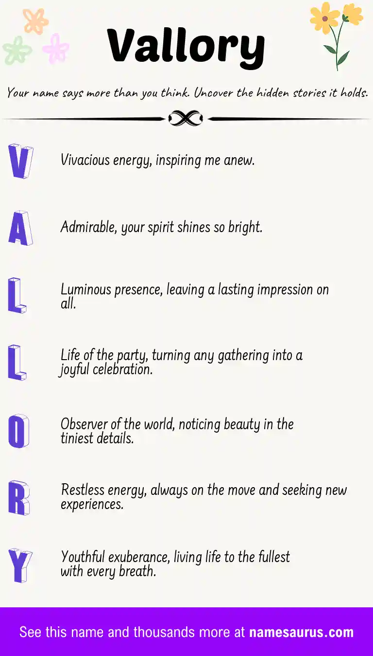 Acrostic poem about Vallory.