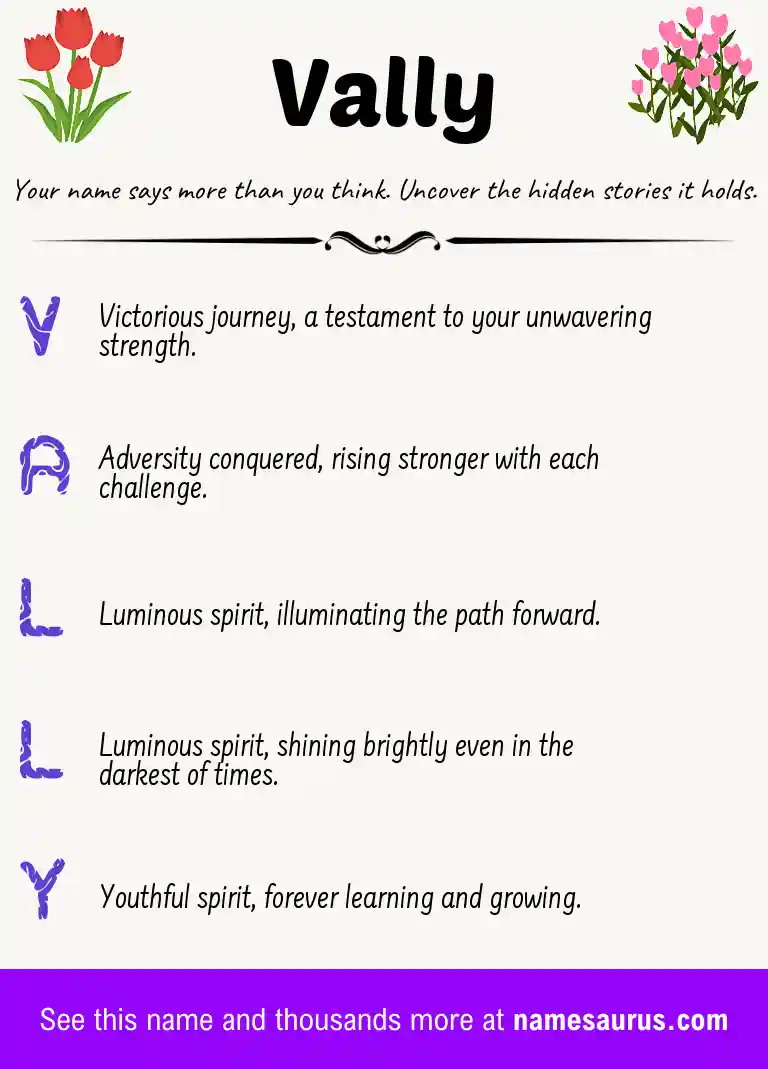 Acrostic poem about Vally.