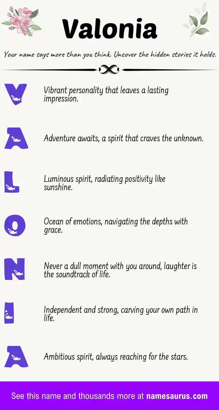 Acrostic poem about Valonia.