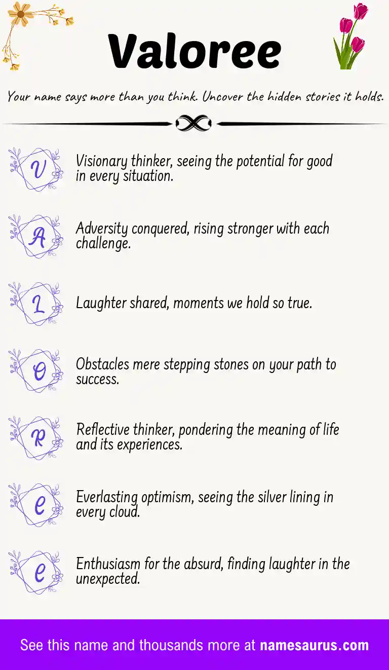 Acrostic poem about Valoree.