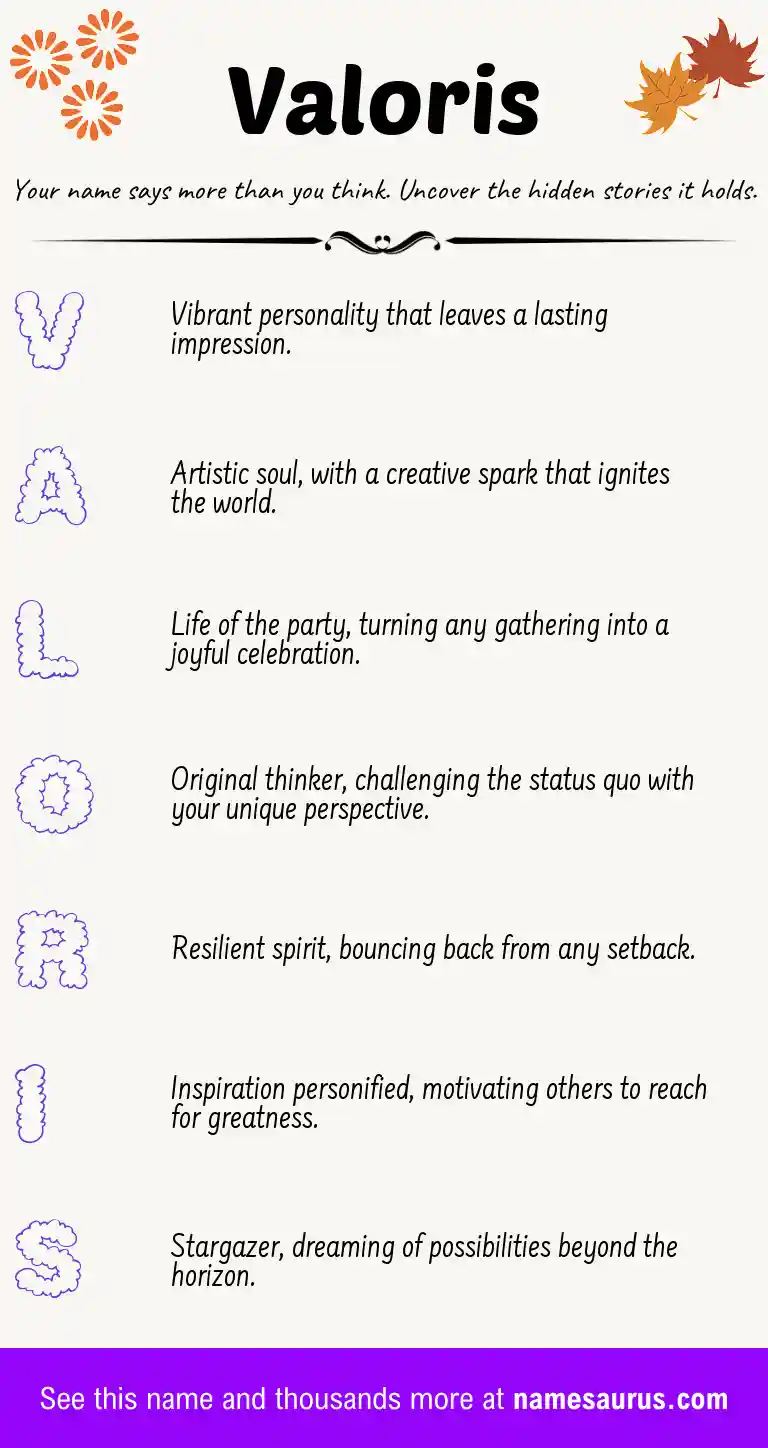 Acrostic poem about Valoris.