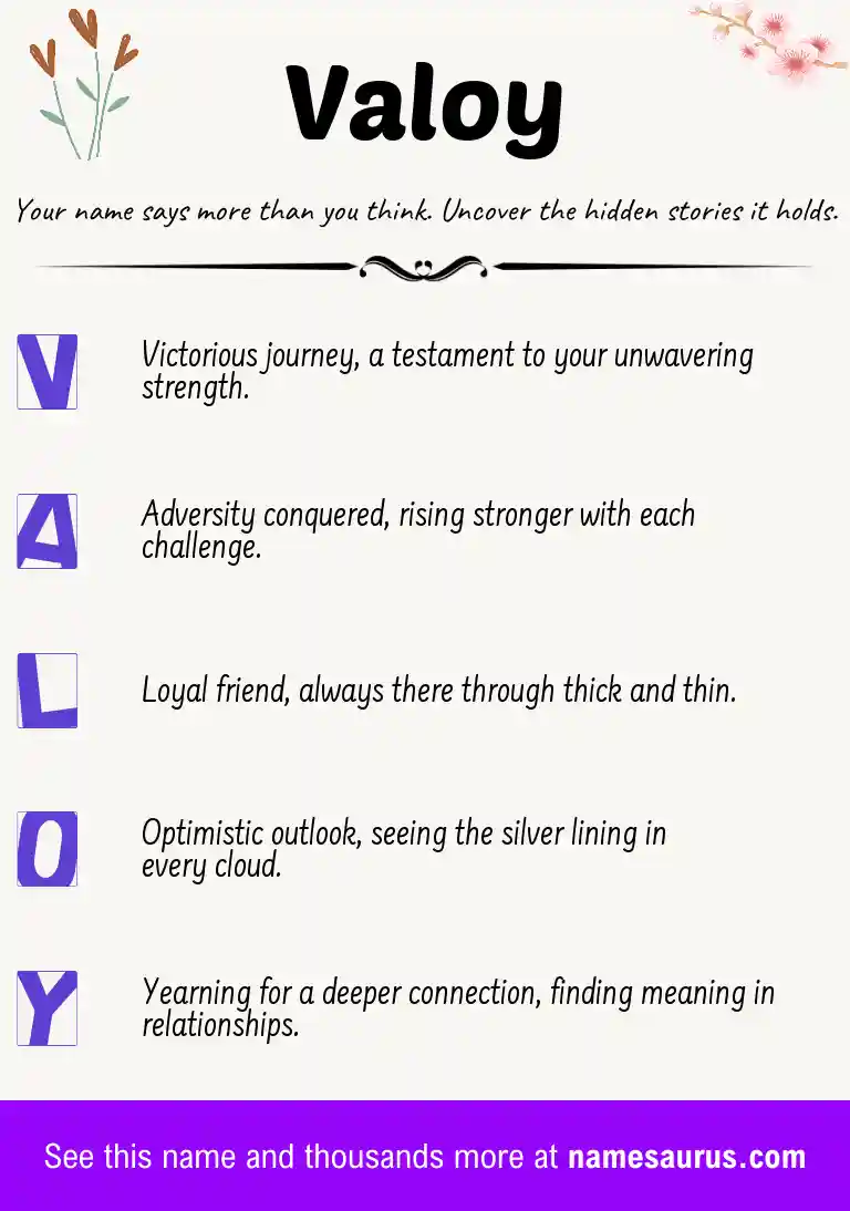 Acrostic poem about Valoy.