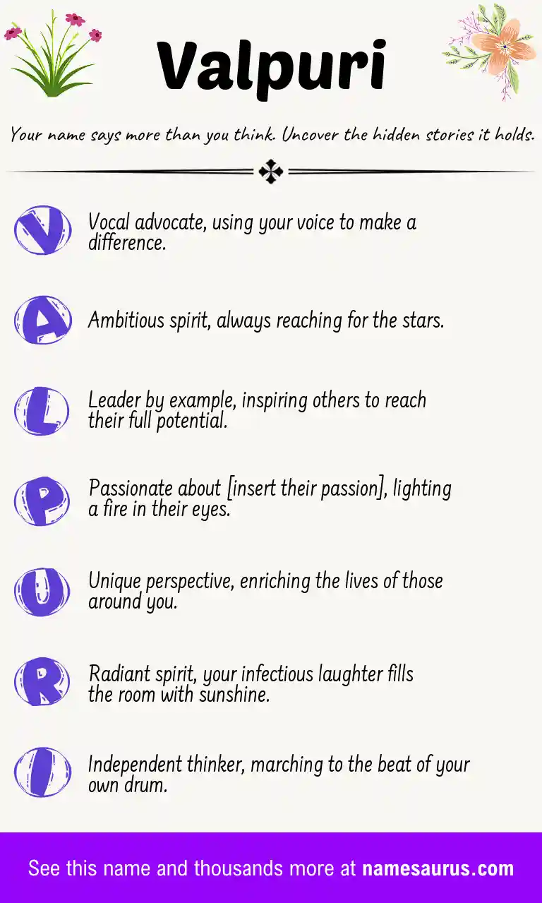 Acrostic poem about Valpuri.