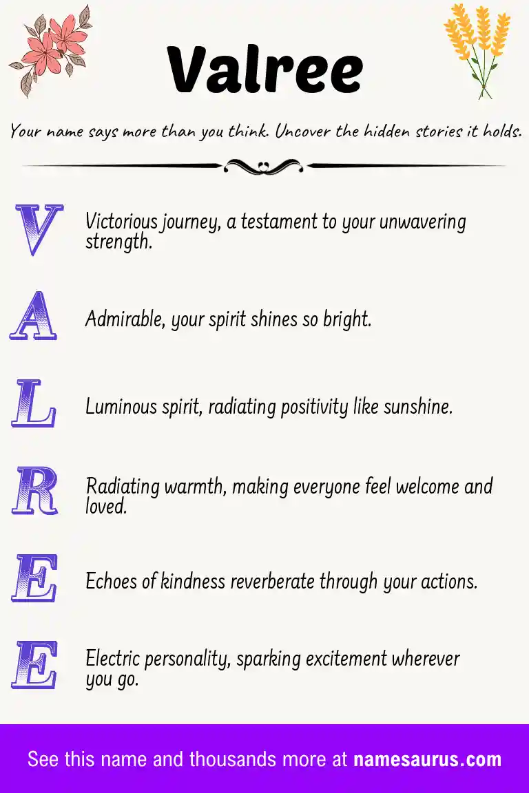 Acrostic poem about Valree.