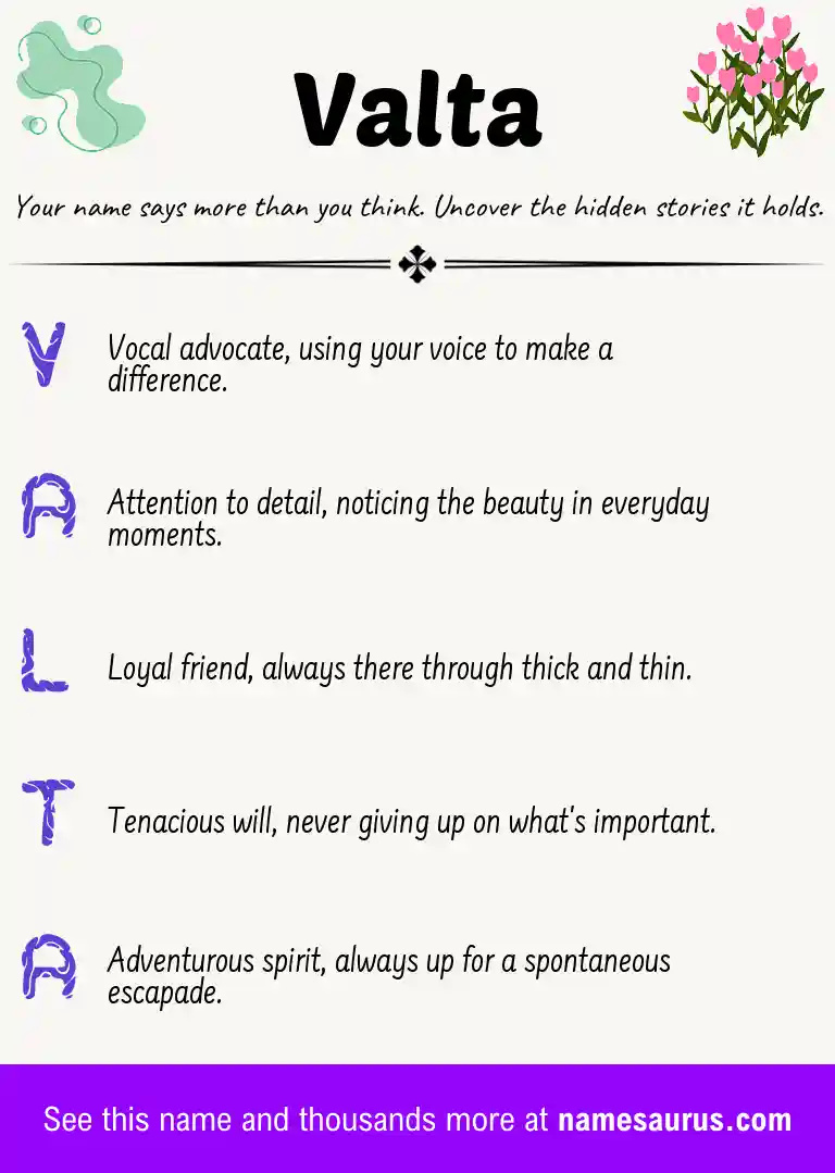 Acrostic poem about Valta.