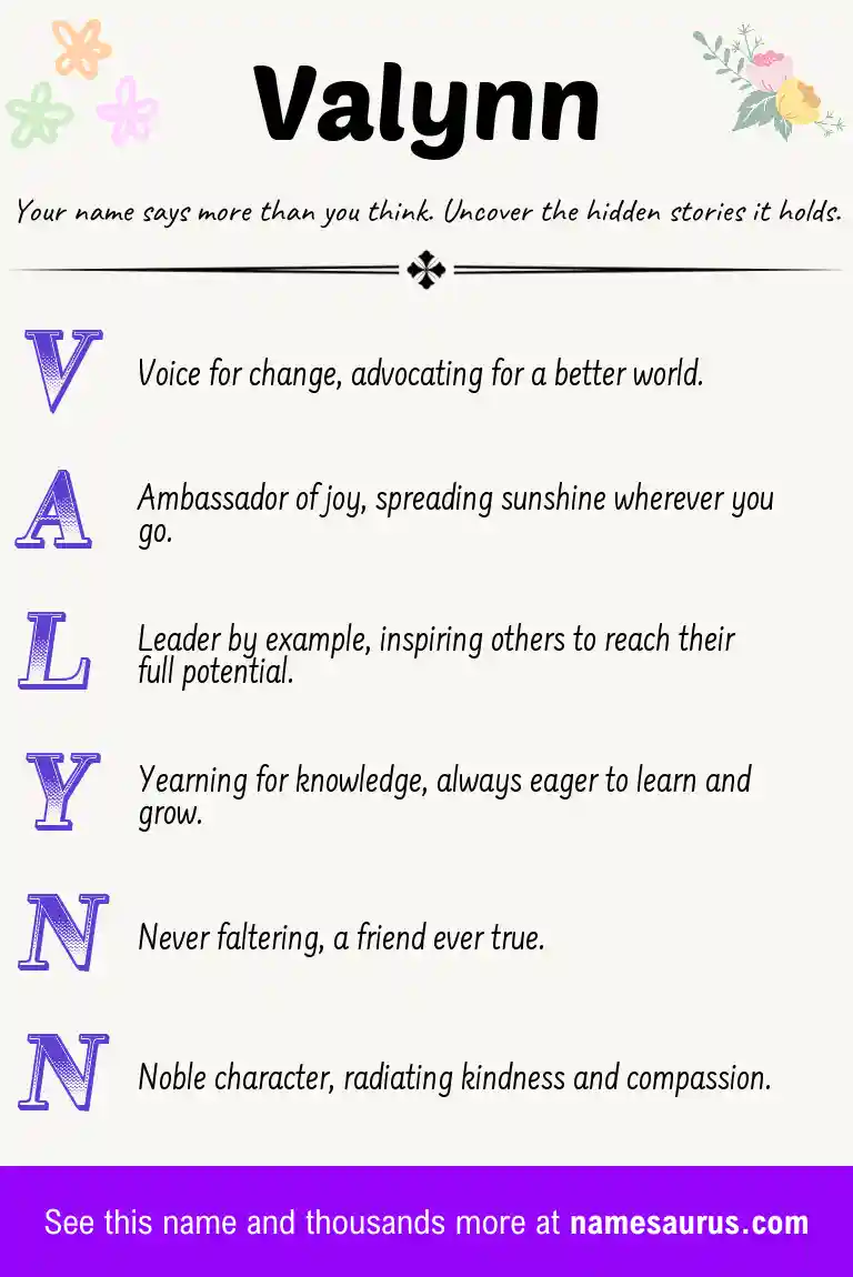 Acrostic poem about Valynn.