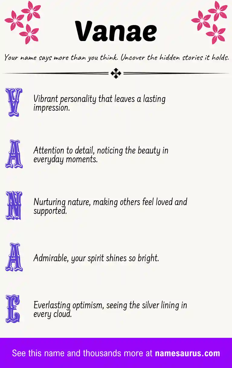 Acrostic poem about Vanae.