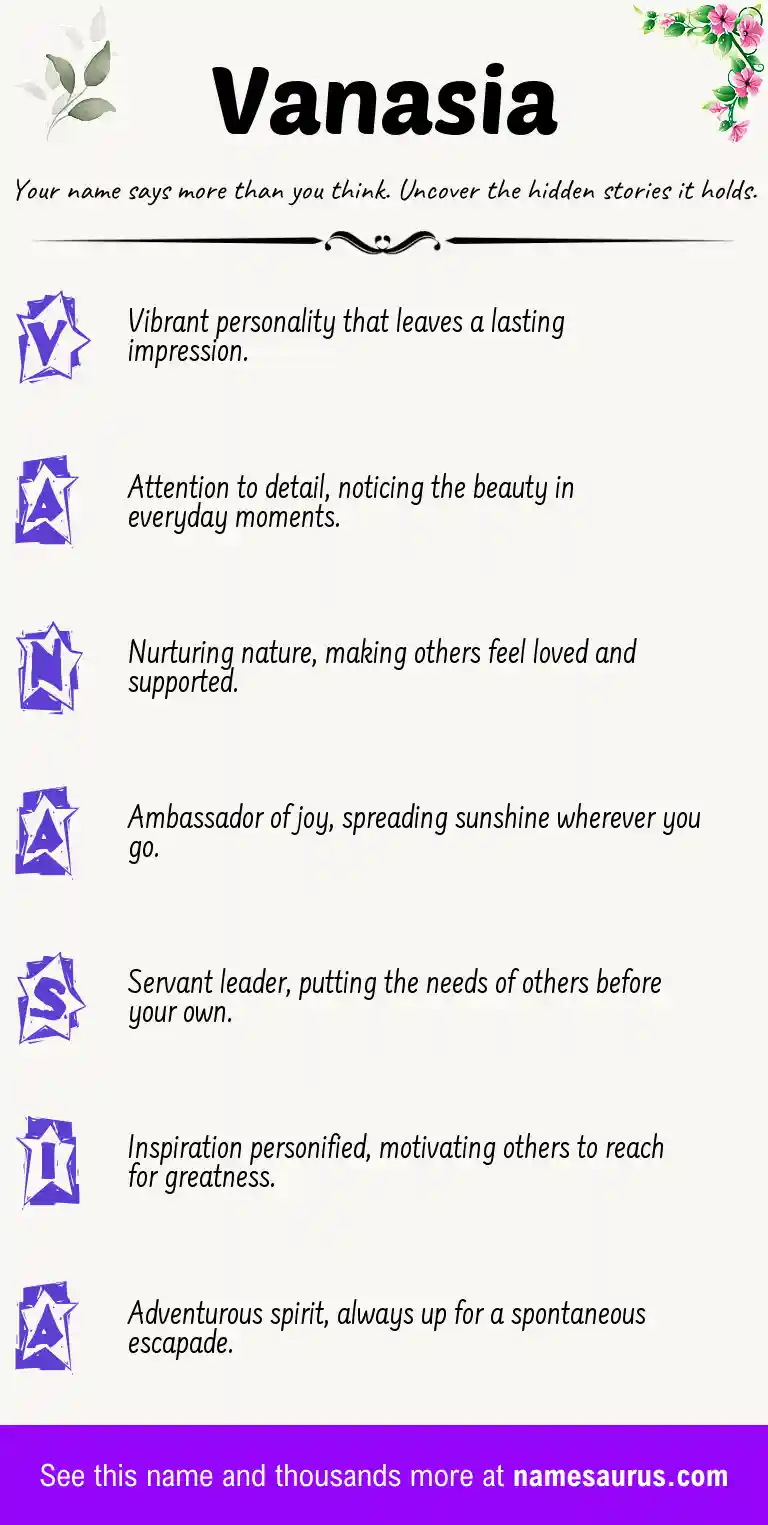 Acrostic poem about Vanasia.