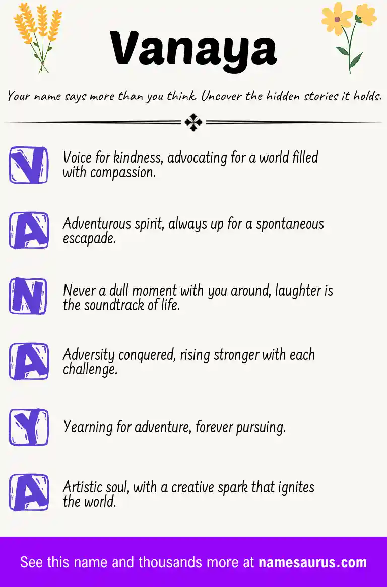 Acrostic poem about Vanaya.