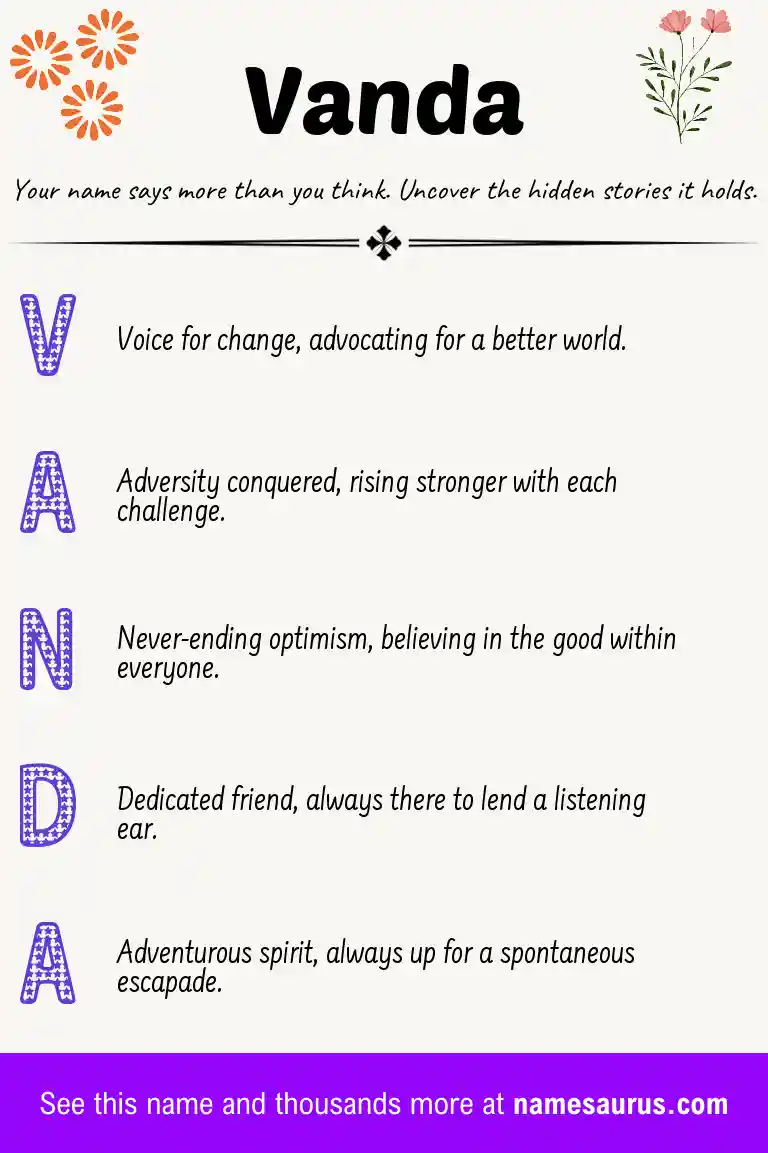 Acrostic poem about Vanda.