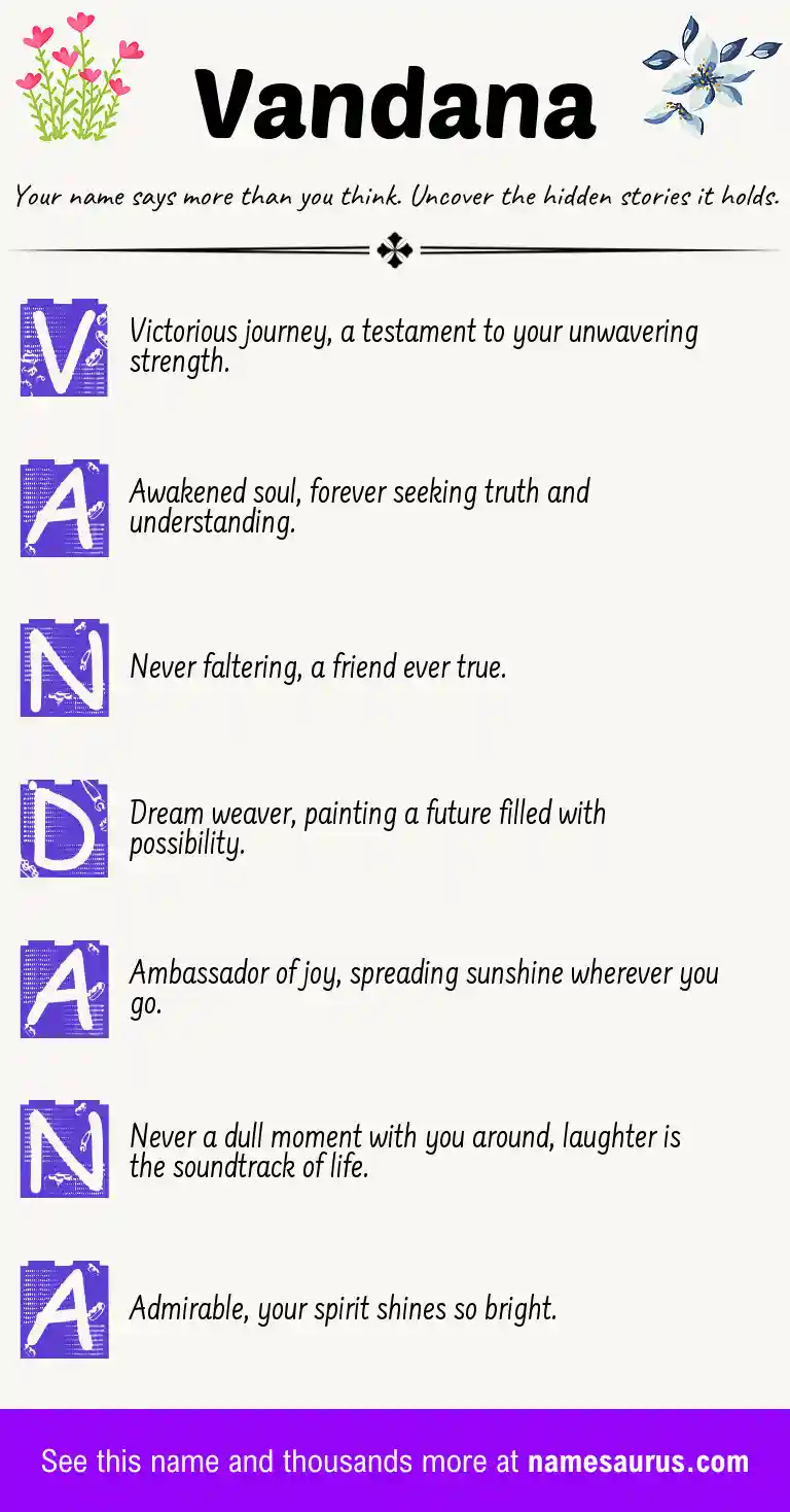 Acrostic poem about Vandana.