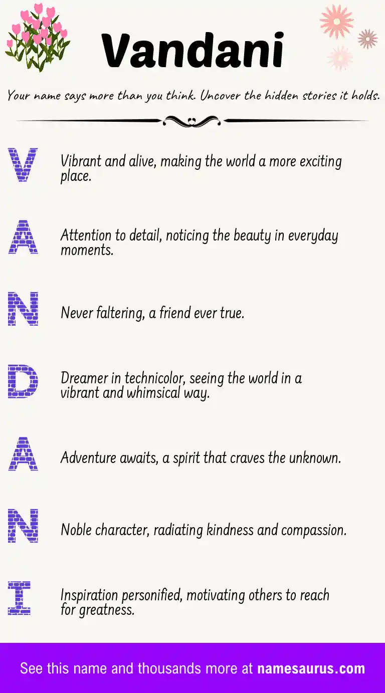 Acrostic poem about Vandani.