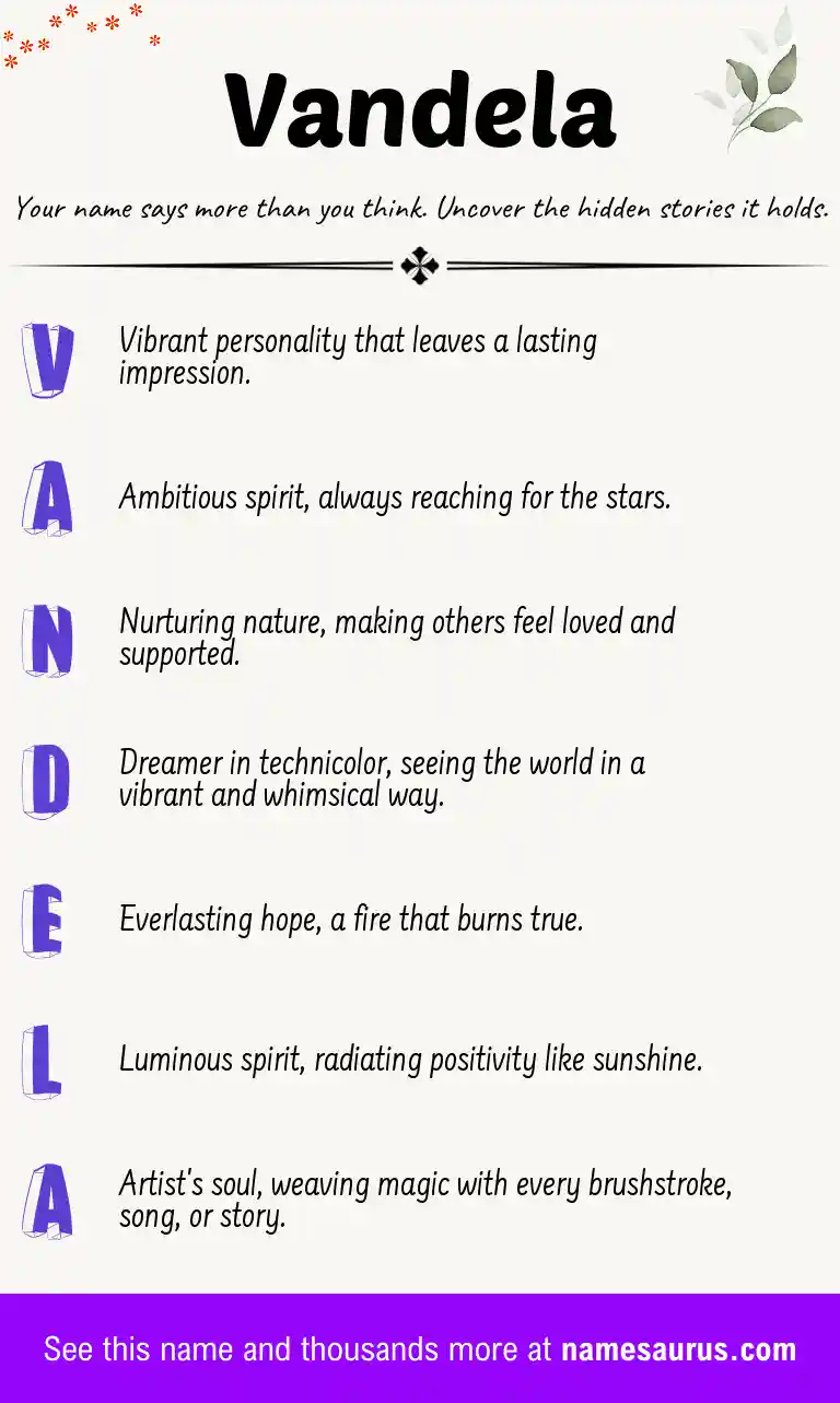 Acrostic poem about Vandela.