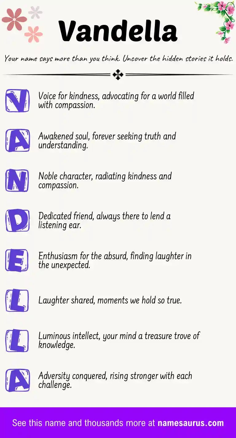 Acrostic poem about Vandella.