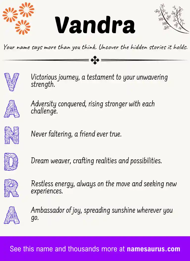 Acrostic poem about Vandra.