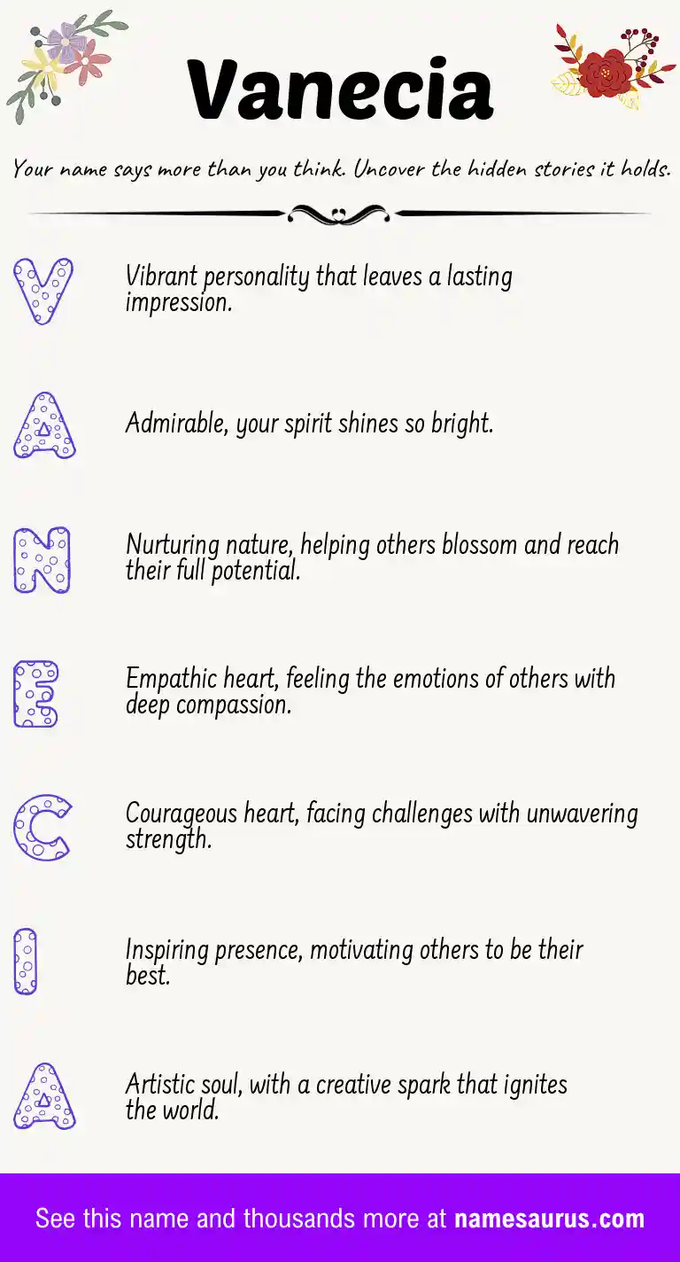 Acrostic poem about Vanecia.