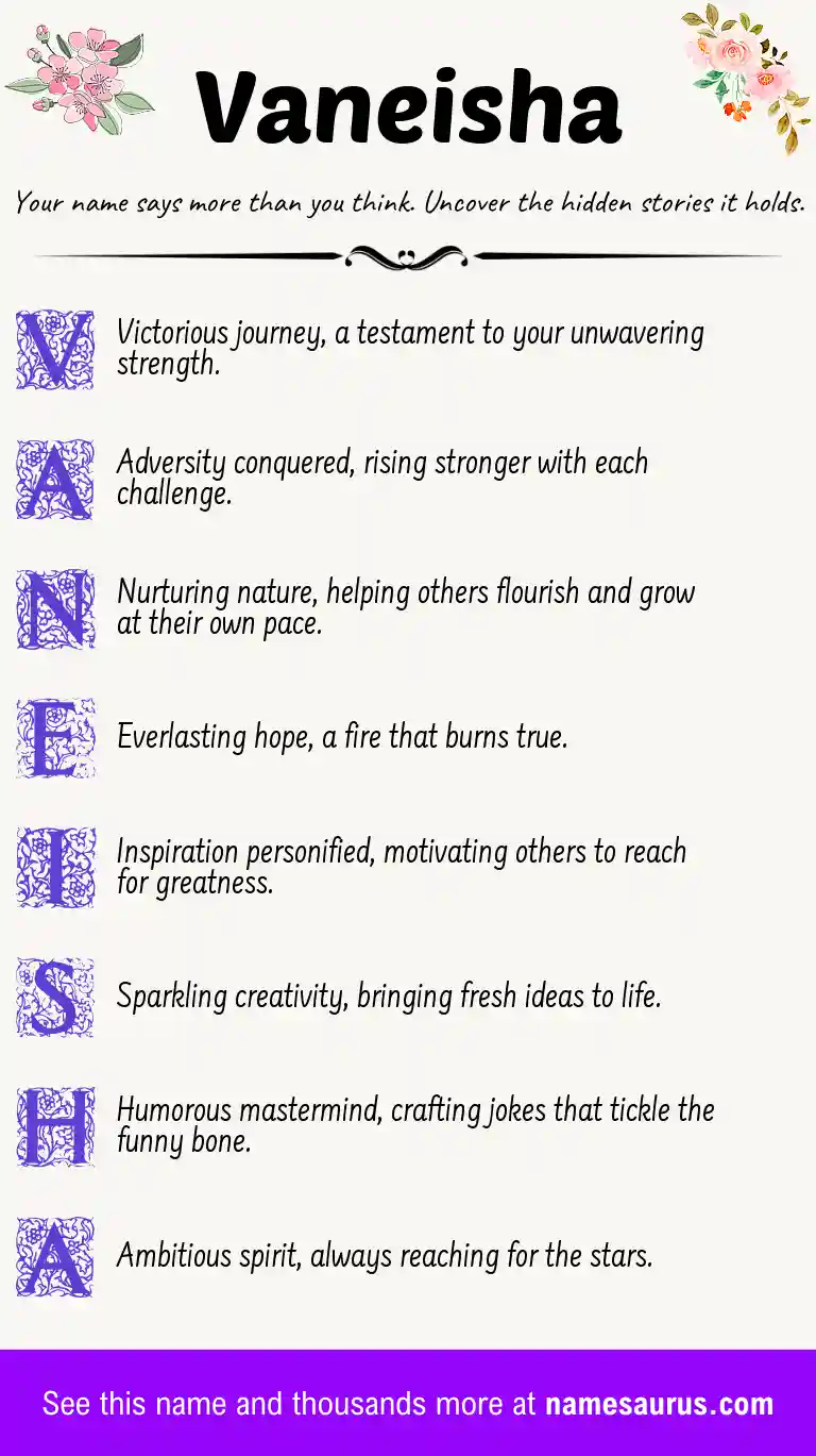 Acrostic poem about Vaneisha.