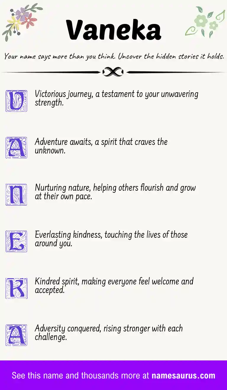 Acrostic poem about Vaneka.