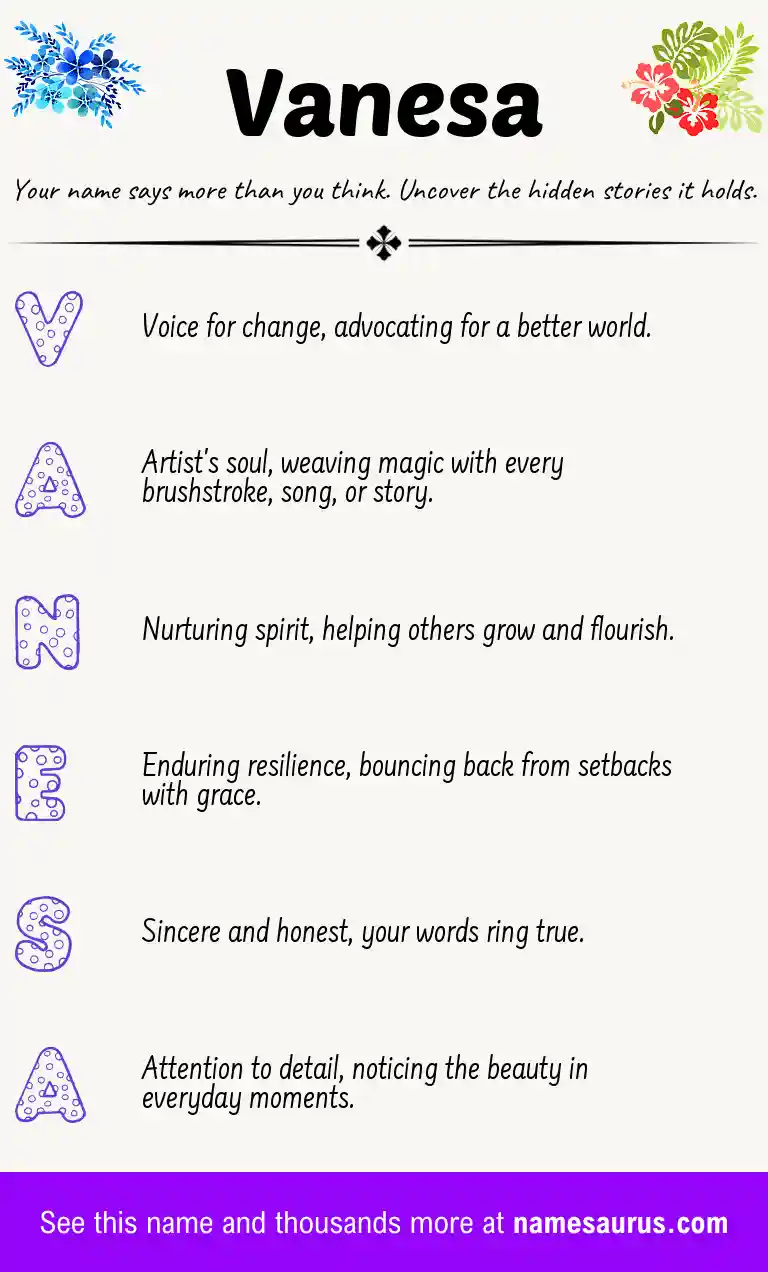 Acrostic poem about Vanesa.